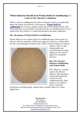 Which Industries Benefit from Walnut Shells for Sandblasting A Look at Nice Abrasives Solutions