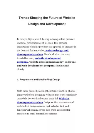 trends shaping the future of website