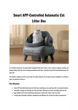 Smart APP-Controlled Automatic Cat Litter Box