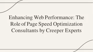 Page Speed Optimization Consultants by Creeper Experts