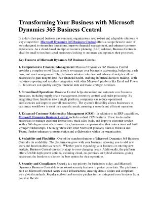 Business with Microsoft Dynamics 365 Business Central