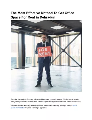 The Most Effective Method To Get Office Space For Rent in Dehradun