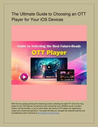 The Ultimate Guide to Choosing an OTT Player for Your iOS Devices