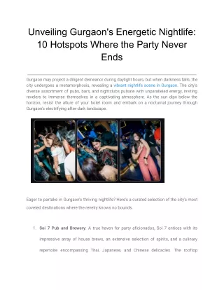 Unveiling Gurgaon's Energetic Nightlife_ 10 Hotspots Where the Party Never Ends