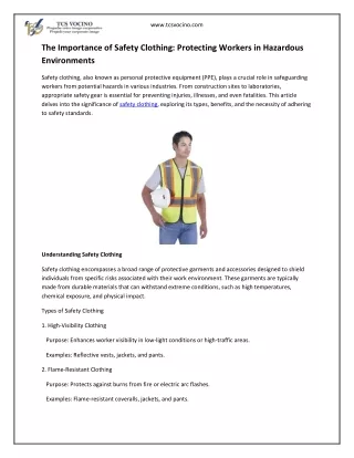 The Importance of Safety Clothing - Protecting Workers in Hazardous Environments