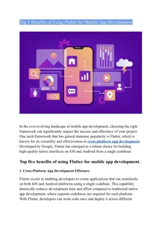 Top 5 Benefits of Using Flutter for Mobile App Development