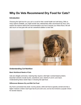 Why Do Vets Recommend Dry Food for Cats? Comprehensive Guide