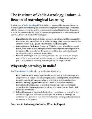 The Institute of Vedic Astrology, Indore_ A Beacon of Astrological Learning (1)