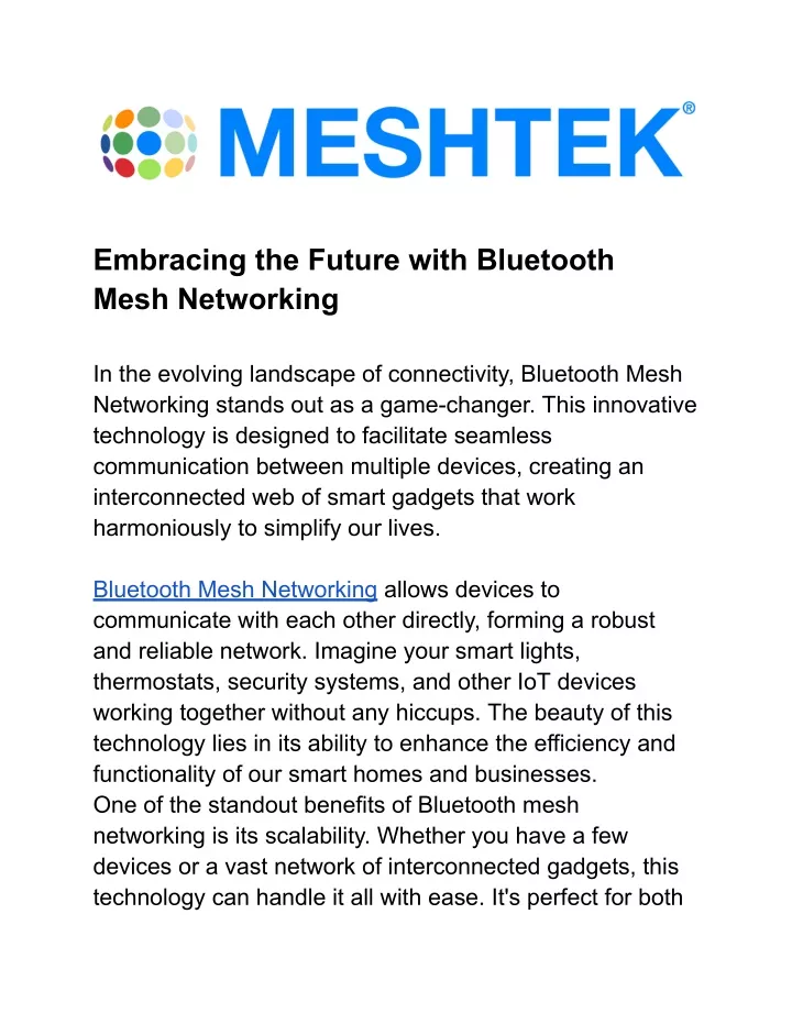 embracing the future with bluetooth mesh