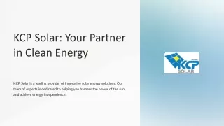 KCP Solar - Your Partner in Clean Energy