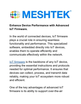 Enhance Device Performance with Advanced IoT Firmware.