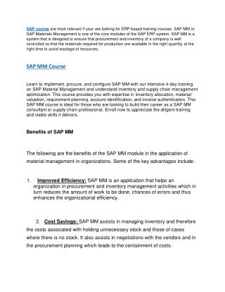 SAP MM Certification Training | SAP Materials Management