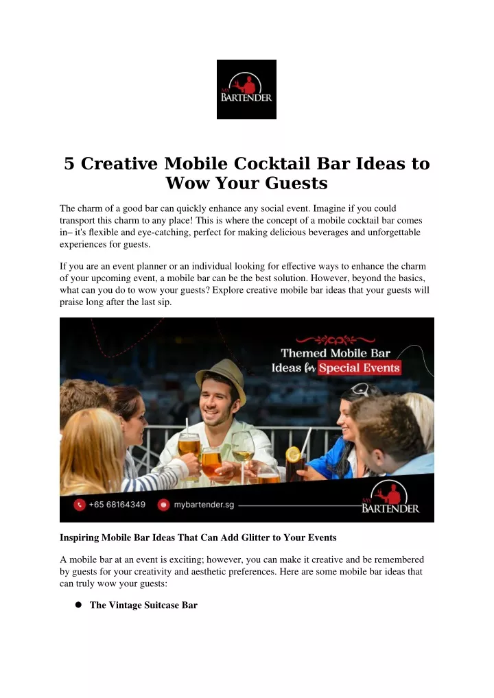 5 creative mobile cocktail bar ideas to wow your