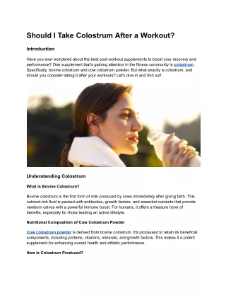 Should You Take Bovine Colostrum After a Workout? Benefits and Tips