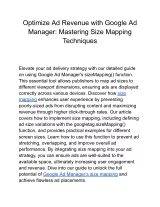 Optimize Ad Revenue with Google Ad Manager_ Mastering Size Mapping Techniques