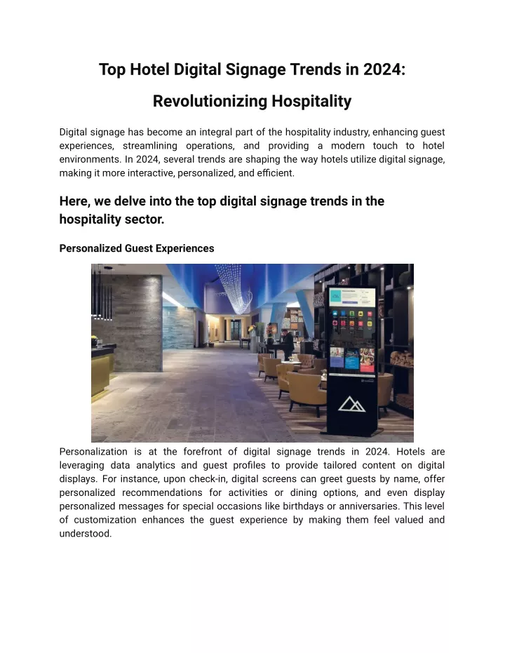 top hotel digital signage trends in 2024