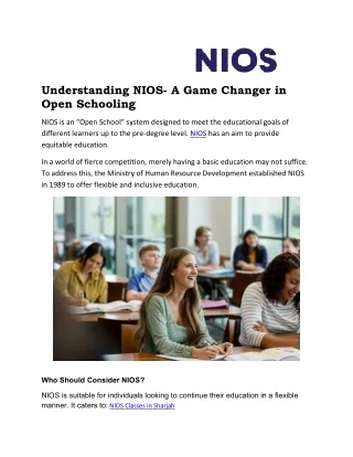 NIOS Classes in Sharjah