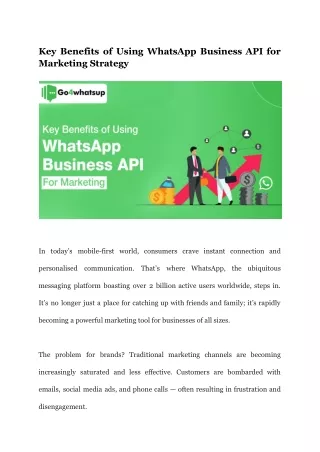 Key Benefits of Using WhatsApp Business API for Marketing Strategy