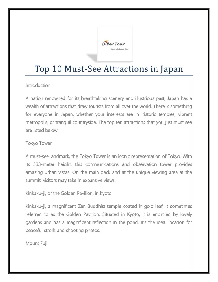 top 10 must see attractions in japan