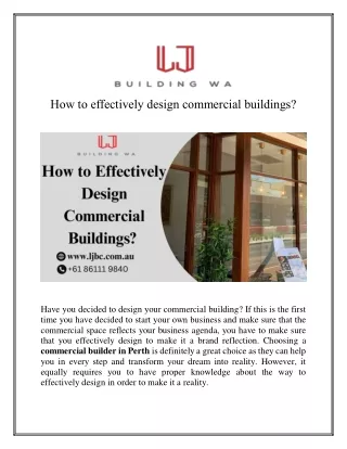 How to effectively design commercial buildings