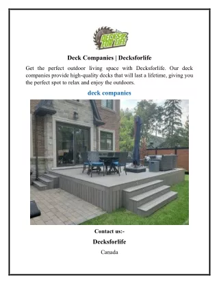 Deck Companies  Decksforlife