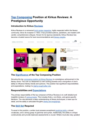 Top Composing Position at Kirkus Reviews_ A Prestigious Opportunity