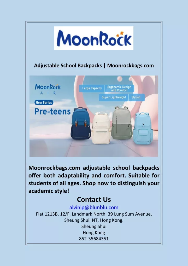 adjustable school backpacks moonrockbags com