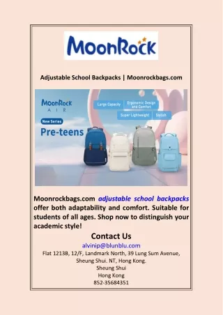 Adjustable School Backpacks  Moonrockbags com