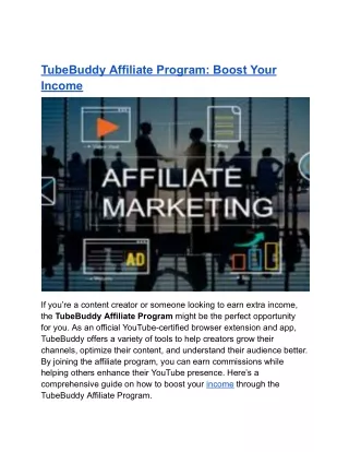 "Find how the TubeBuddy Partner Program can help your pay wit