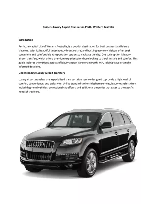 Comprehensive Guide to Luxury Airport Transfers in Perth, Western Australia