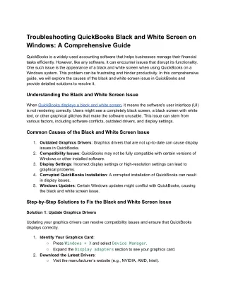 troubleshooting quickbooks black and white screen
