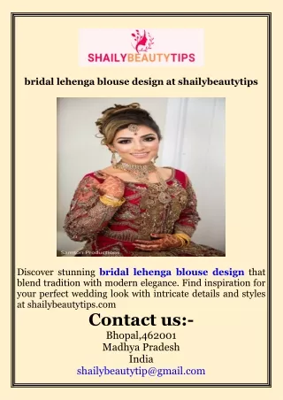 bridal lehenga blouse design at  shailybeautytips