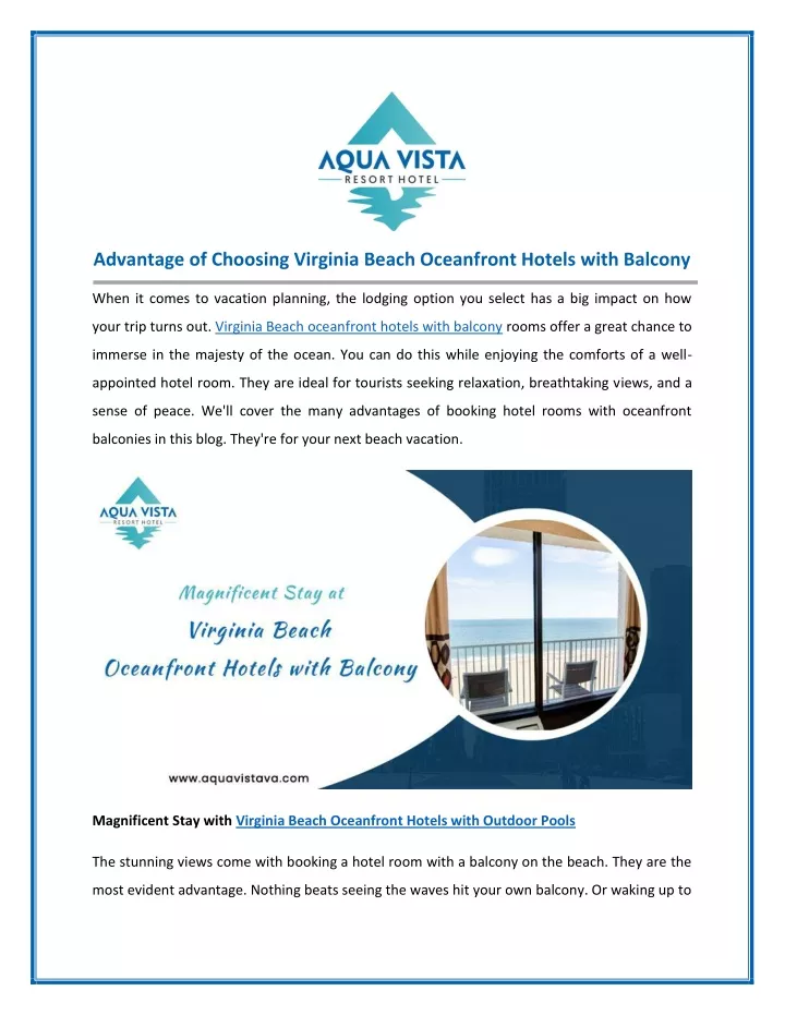 advantage of choosing virginia beach oceanfront