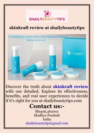 skinkraft review at  shailybeautytips