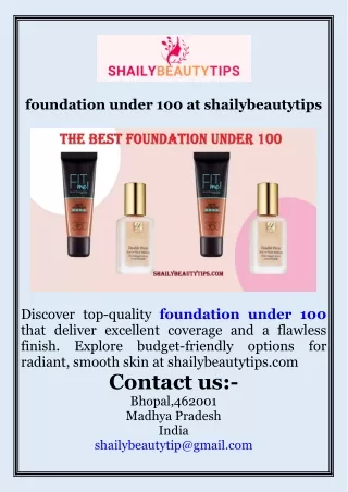 foundation under 100 at  shailybeautytips