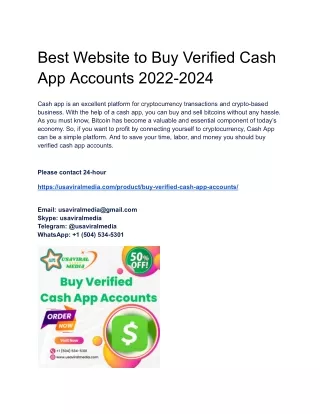 Top Place To Buy Verified Cash App Accounts  For Sale 2024