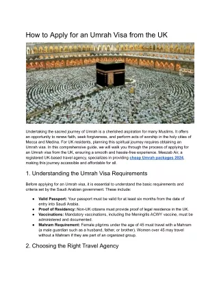 How to Apply for an Umrah Visa from the UK