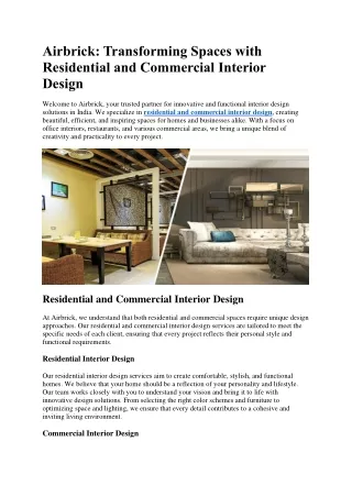 Airbrick-Transforming Spaces with Residential and Commercial Interior Design
