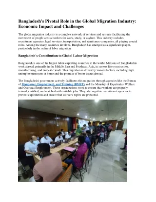 Bangladeshs Pivotal Role in the Global Migration Industry Economic Impact and Challenges