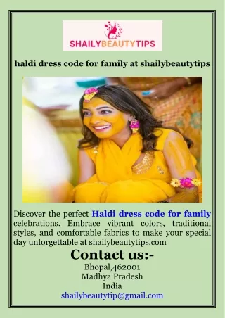 haldi dress code for family at  shailybeautytips