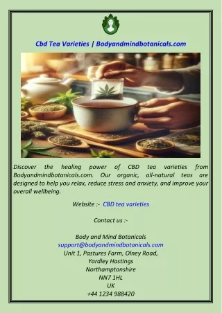 Cbd Tea Varieties  Bodyandmindbotanicals.com