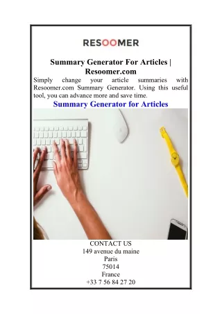 summary generator for articles resoomer