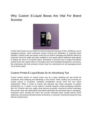 why custom e liquid boxes are vital for brand