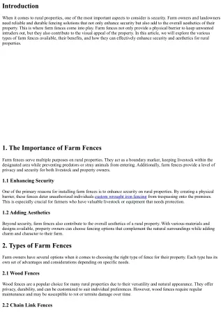 Farm Fences: Enhancing Security and Aesthetics for Rural Properties