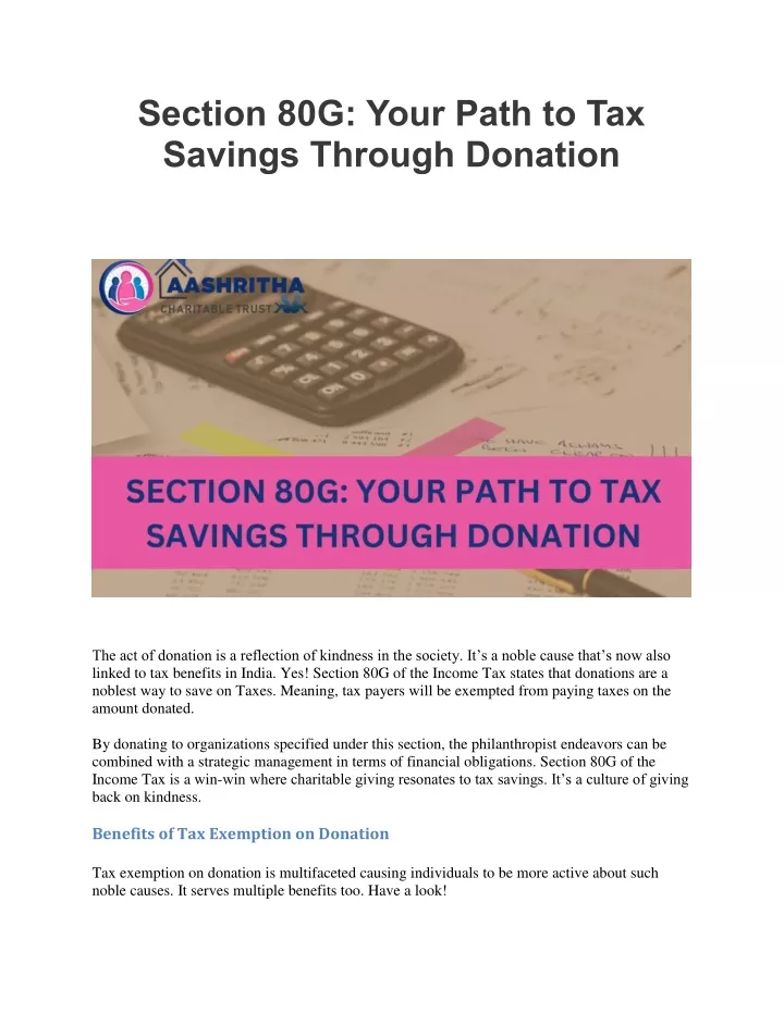 section 80g your path to tax savings through