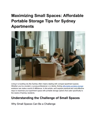 Maximizing Small Spaces_ Affordable Portable Storage Tips for Sydney Apartments