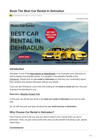desirecabservice.com-Book The Best Car Rental In Dehradun