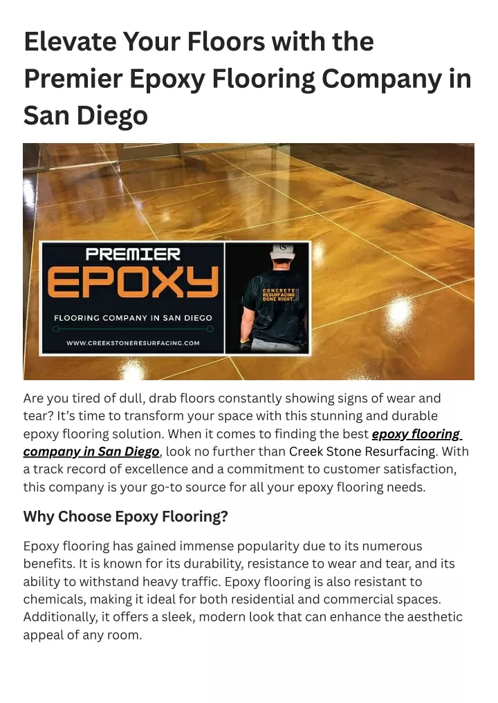 elevate your floors with the premier epoxy