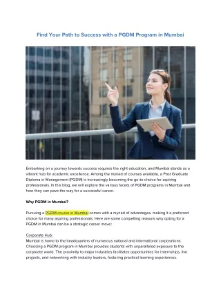 find your path to success with a pgdm program