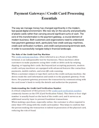 Payment Gateways _ Credit Card Processing Essentials